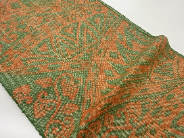 JAPANESE NAGOYA OBI / MAWATA TSUMUGI / WOVEN FLOWER ARABESQUE